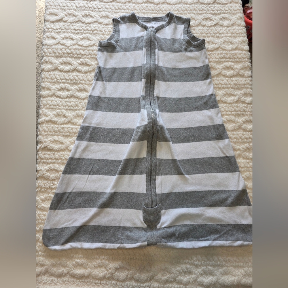 Burt’s Bees Organic Cotton Beekeeper Sleep Sack | Gray Stripe | Size Large